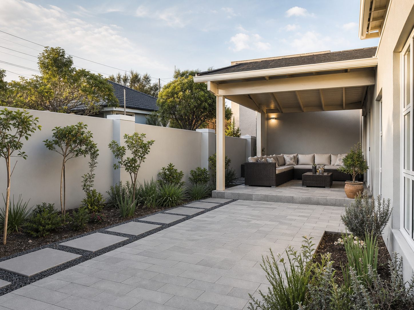 Representative paved patio and outdoor property improvement
